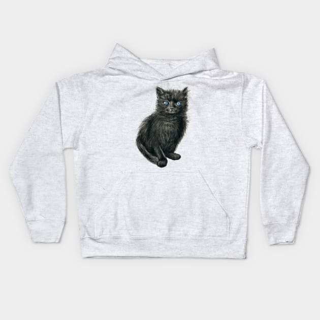 Black kitten Kids Hoodie by katerinamk